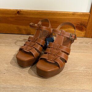 NWT Universal Thread Beth Platform Heel in Cognac Brown - Size 8.5